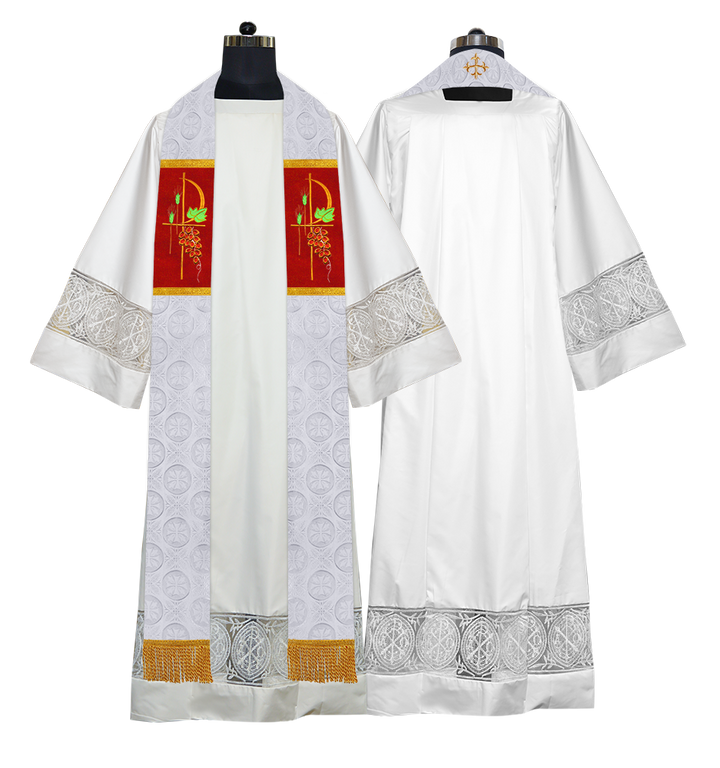 Elegant Clergy Stole with Grapes Embroidery