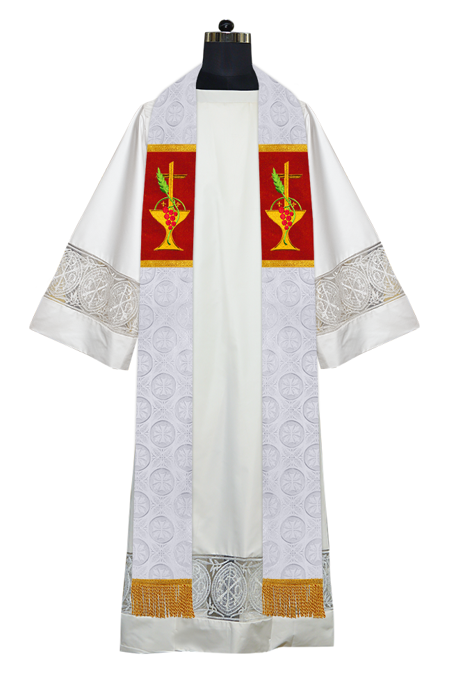 Elegant Clergy Stole with Grapes Embroidery