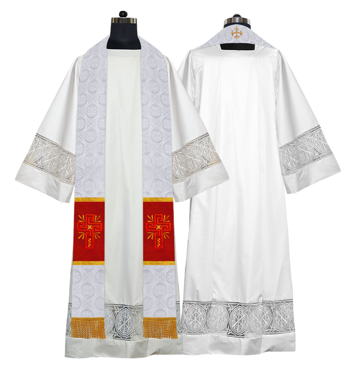 Liturgical Stole Adorned with Embroidered Cross Motif