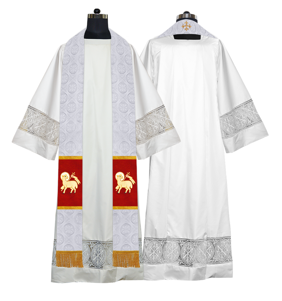 Handmade Pastor Stole with Embroidered Spiritual Motif