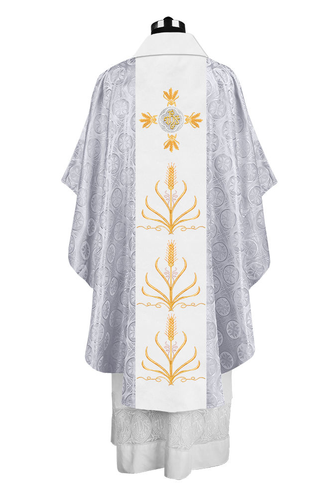 Traditional Liturgical Chasuble with Ornate Embroidered Orphrey