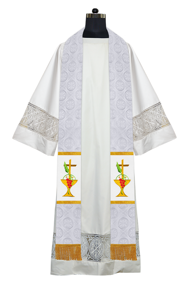 Elegant Clergy Stole with Grapes Embroidery