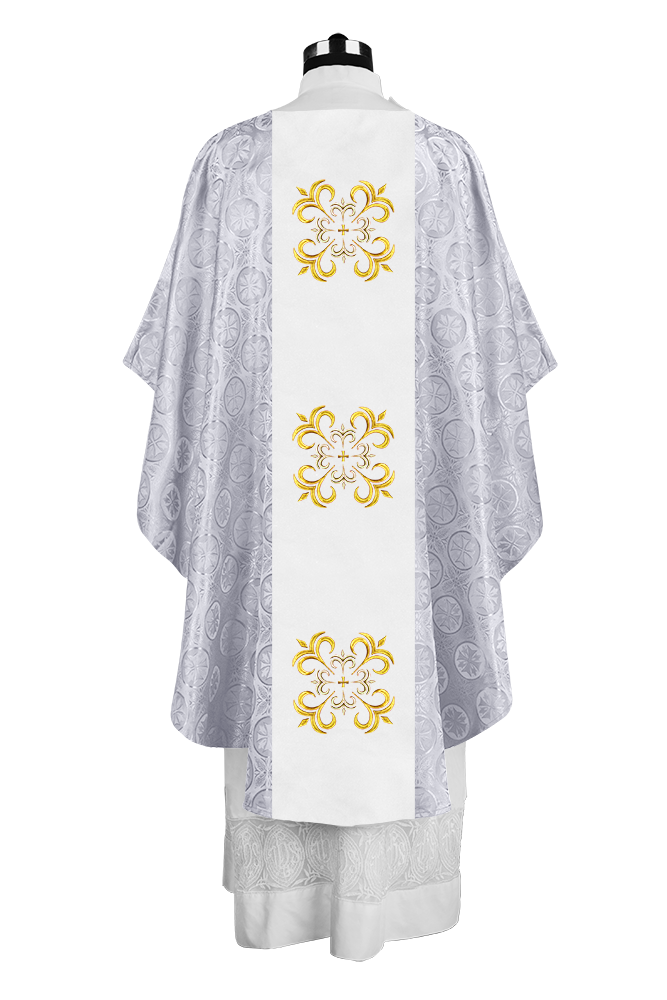 Embroidered Gothic Chasuble for Clergy with Liturgical Orphrey Design