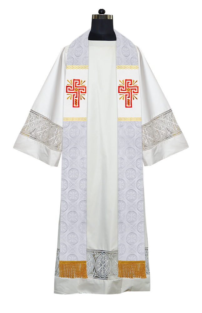 Traditional Minister Stole with Embroidered Cross Motif