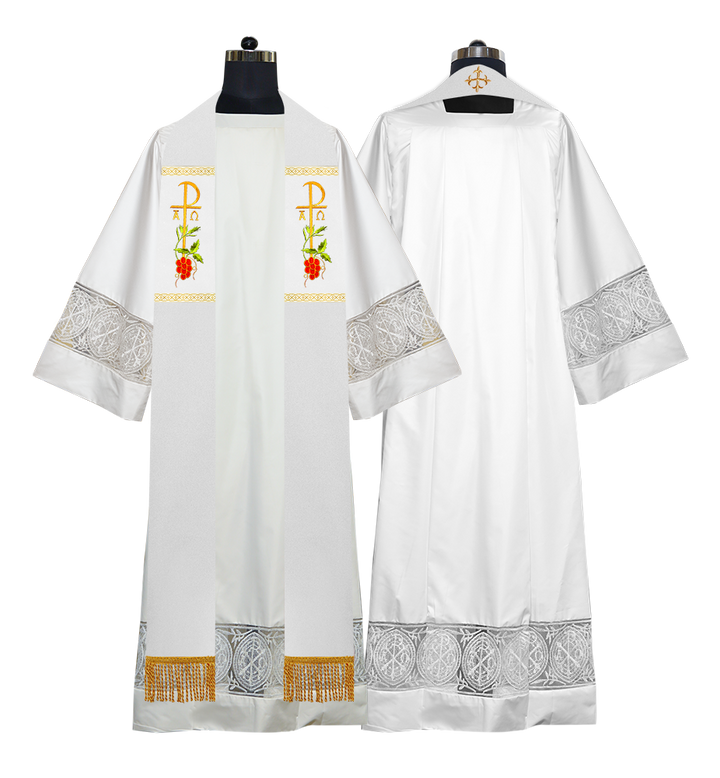 Embroidered CHI RHO with Grapes Clergy Stole