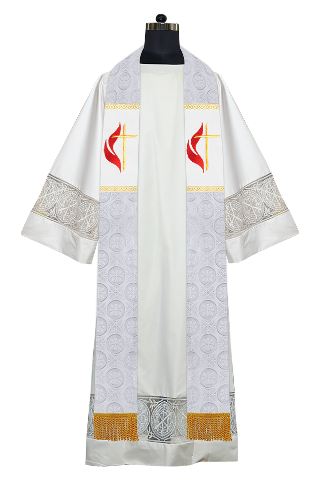 Traditional Minister Stole with Embroidered Cross Motif