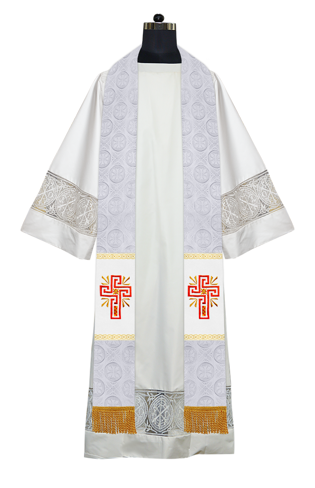 Traditional Minister Stole with Embroidered Cross Motif