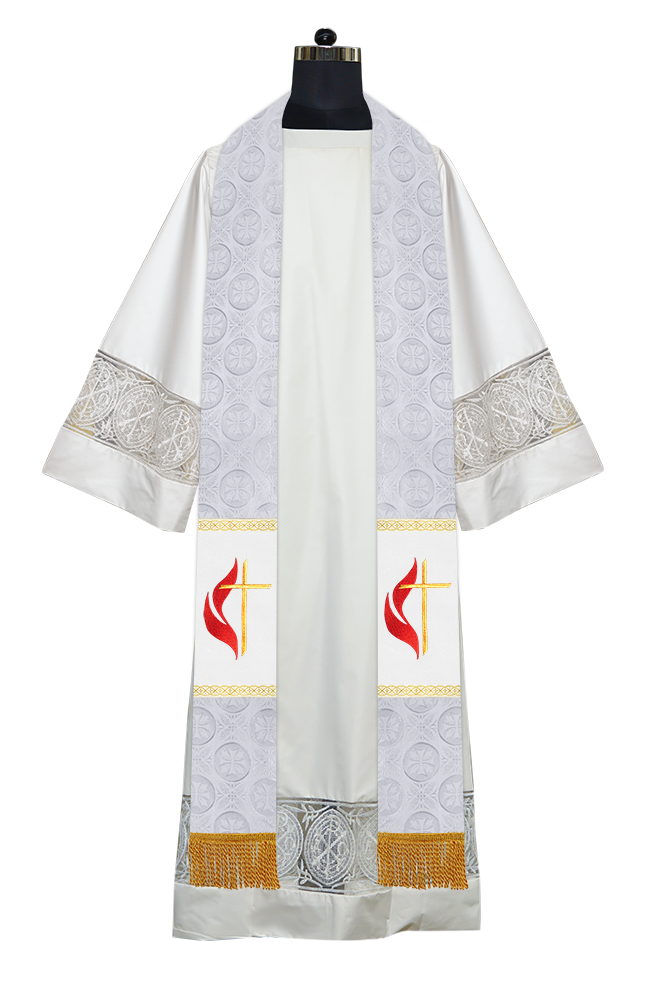 Traditional Minister Stole with Embroidered Cross Motif