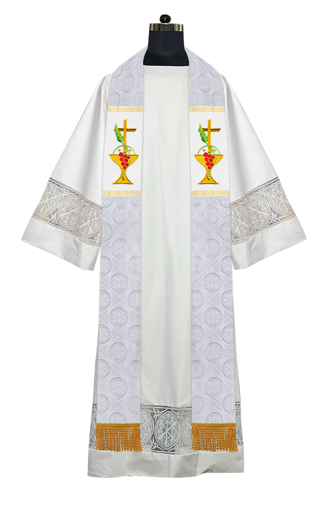 Clergy Stole with Ornate Embroidered Liturgical Motif