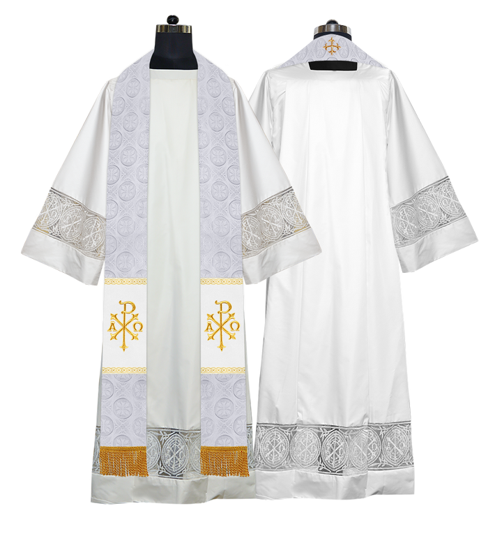 Liturgical Stole Adorned with Spiritual Motif and Trims