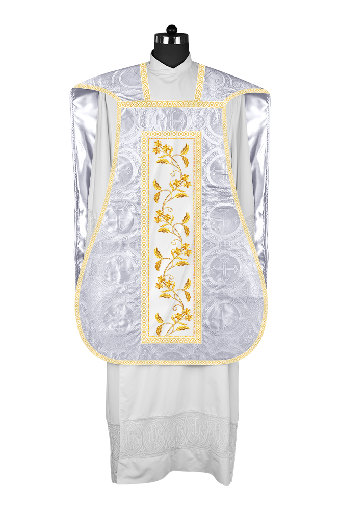Roman Chasuble vestment with Floral Design and Trims