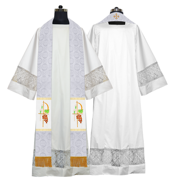 Clergy Stole with Ornate Embroidered Liturgical Motif