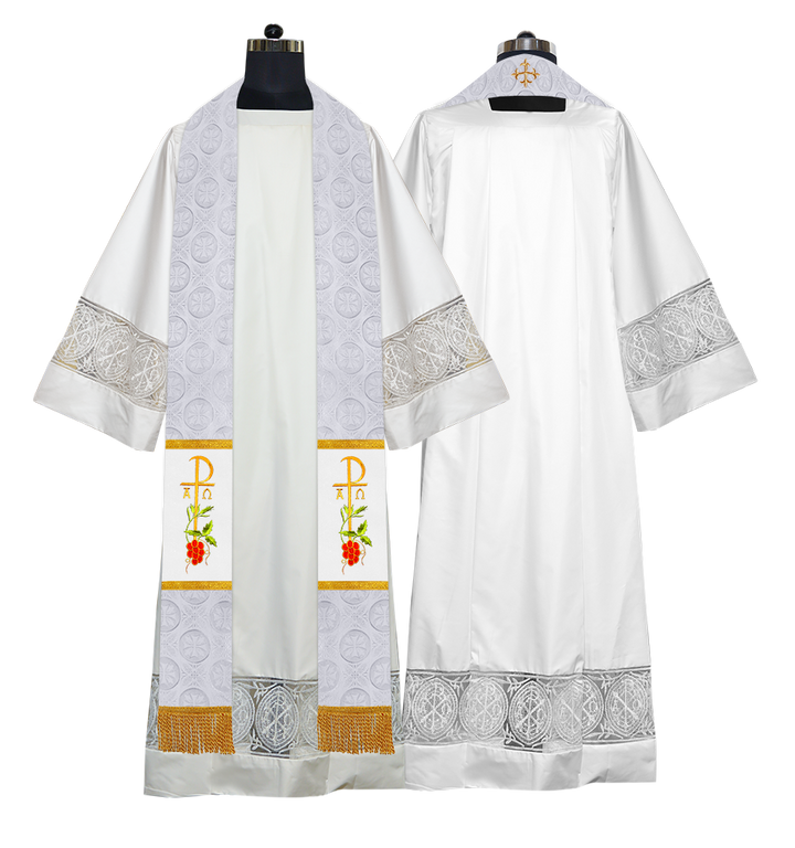 Elegant Clergy Stole with Grapes Embroidery