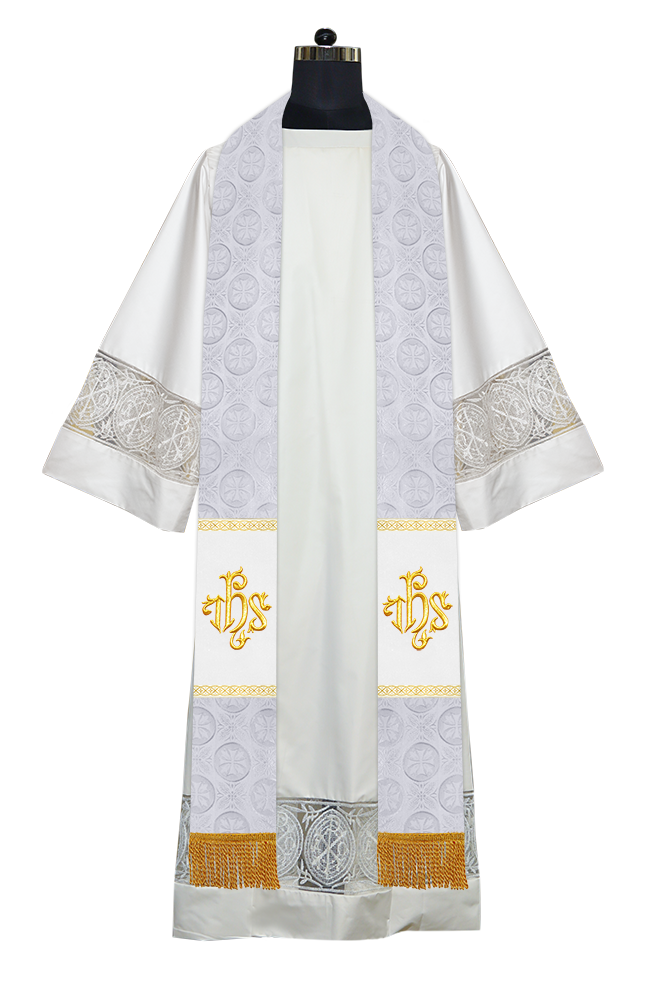 Liturgical Stole Adorned with Spiritual Motif and Trims