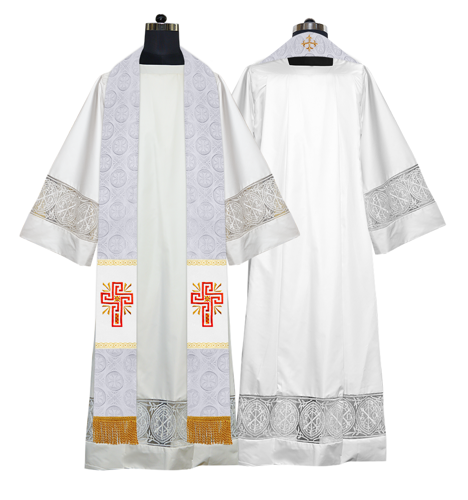 Traditional Minister Stole with Embroidered Cross Motif