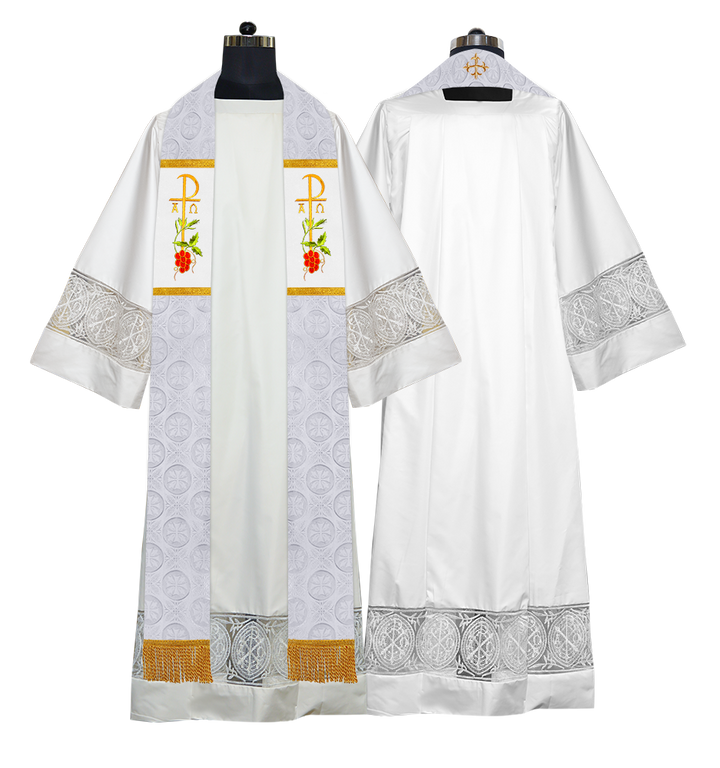 Elegant Clergy Stole with Grapes Embroidery