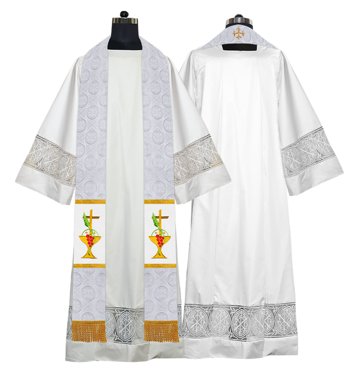 Elegant Clergy Stole with Grapes Embroidery