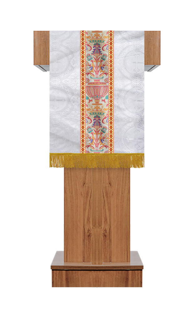 PULPIT/LECTERN WITH TAPESTRY AND TRIMS