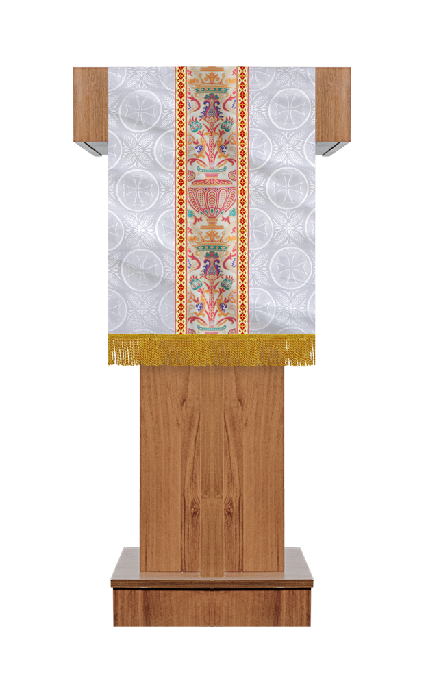 Handcrafted Pulpit/Lectern with Tapestry and Trims