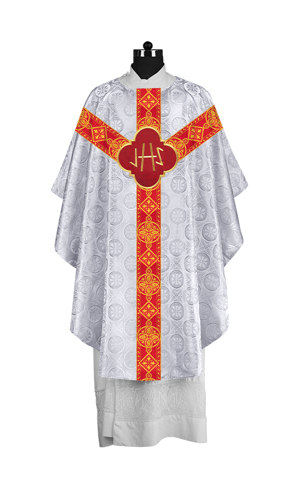 Gothic Liturgical Chasuble with Woven Braids and Spiritual Motif