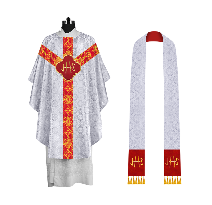 Gothic Liturgical Chasuble with Woven Braids and Spiritual Motif