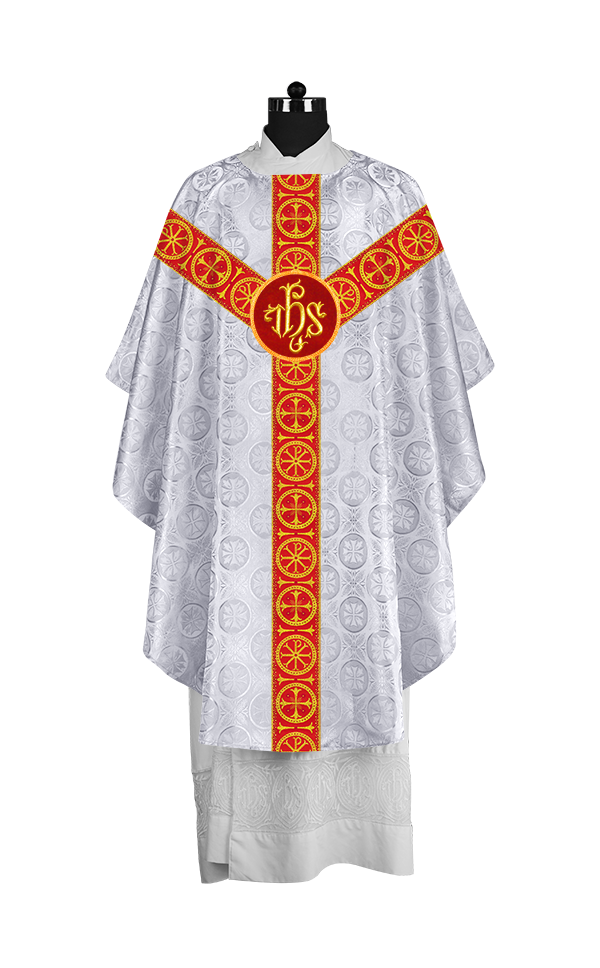 Gothic-Style Chasuble in Premium Fabric with Spiritual Motif