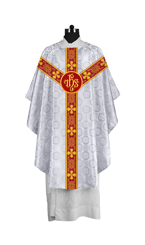 Ornate Gothic Chasuble with Orphrey and Intricate Embroidered Motif