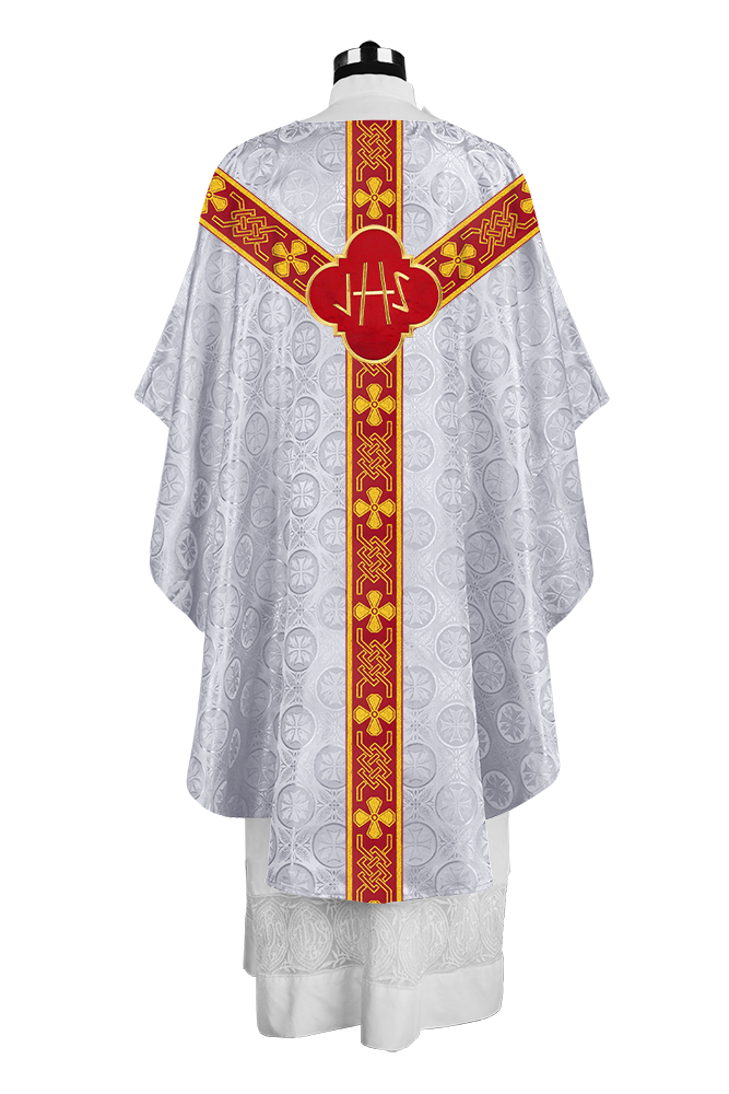 Pastor Chasuble with Embroidered Motif and Braided Orphrey