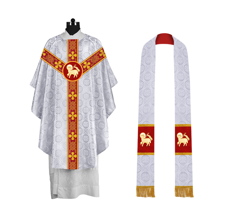 Ornate Gothic Chasuble with Orphrey and Intricate Embroidered Motif