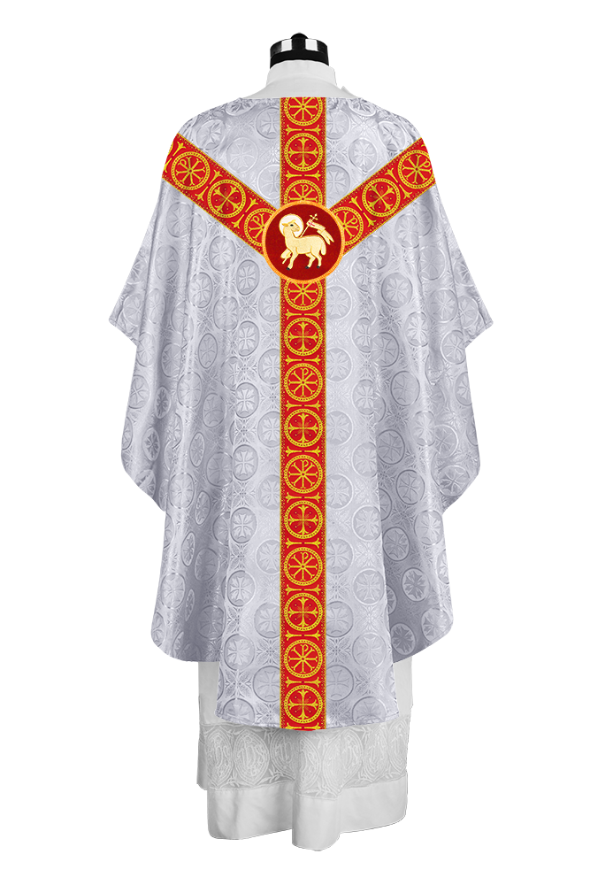 Gothic-Style Chasuble in Premium Fabric with Spiritual Motif