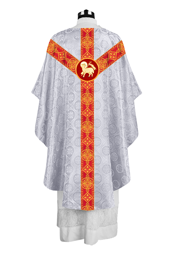 Liturgical Gothic Chasuble with Fine Lace Orphrey and Motif