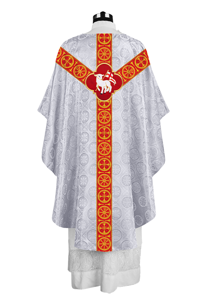 Handcrafted Liturgical Chasuble Adorned with Braided Orphrey