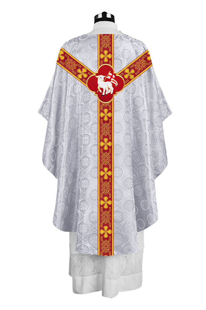Pastor Chasuble with Embroidered Motif and Braided Orphrey