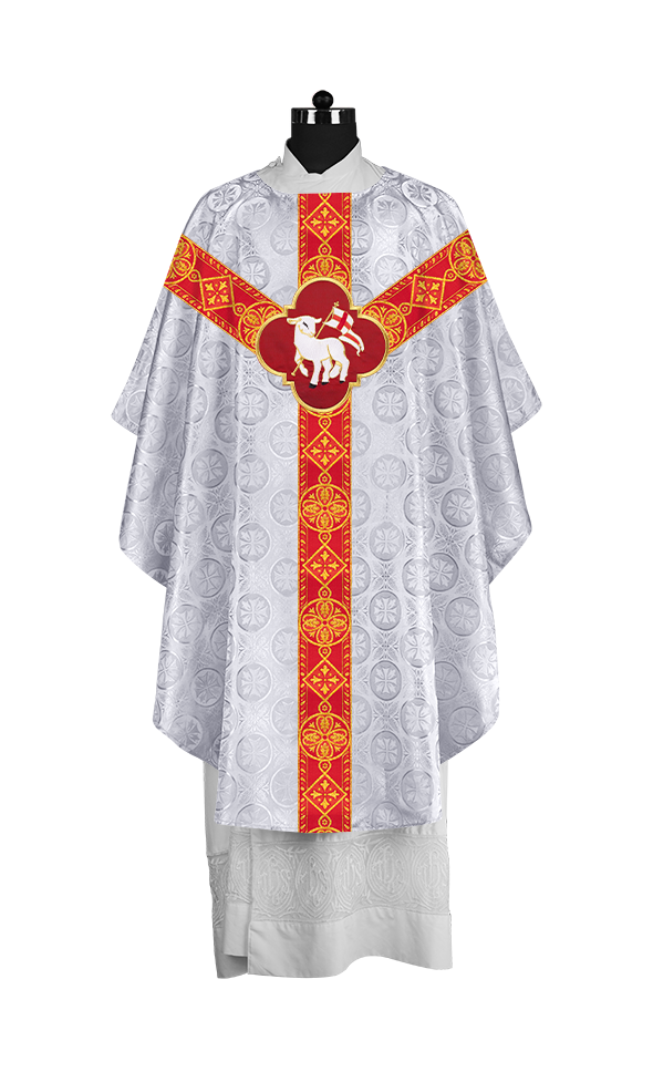 Gothic Liturgical Chasuble with Woven Braids and Spiritual Motif