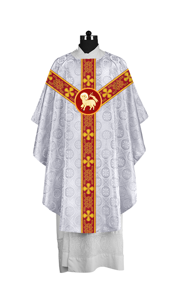 Ornate Gothic Chasuble with Orphrey and Intricate Embroidered Motif