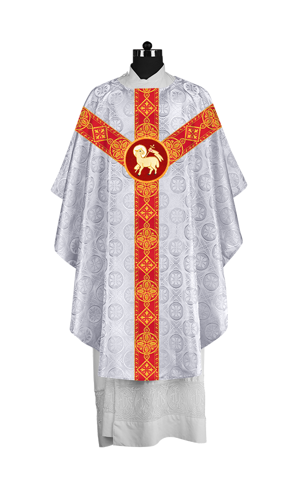 Liturgical Gothic Chasuble with Fine Lace Orphrey and Motif