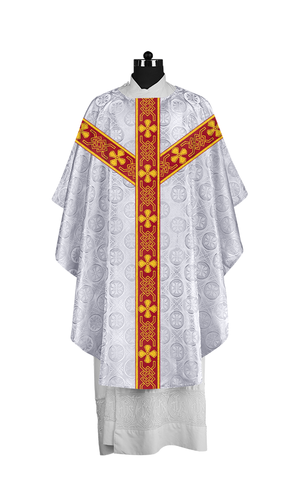 Ornate Gothic Chasuble with Orphrey and Intricate Embroidered Motif