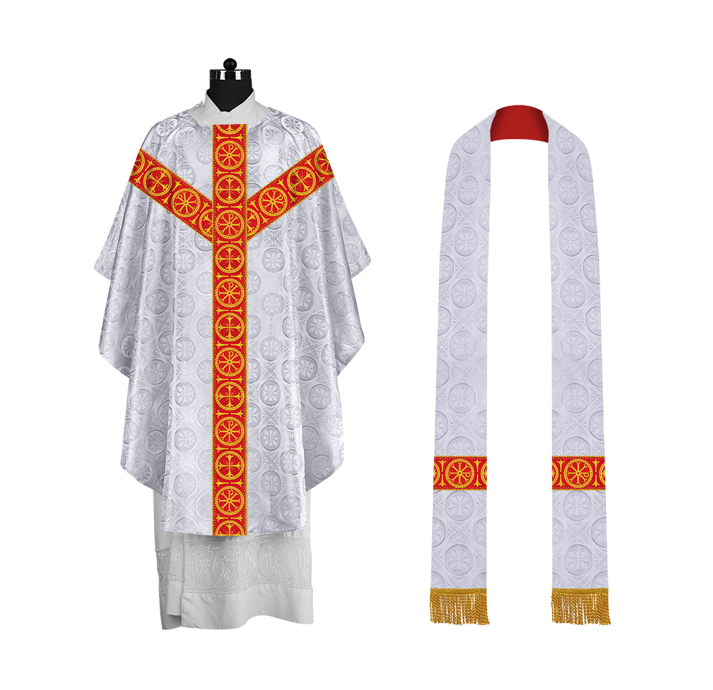 Gothic-Style Chasuble in Premium Fabric with Spiritual Motif
