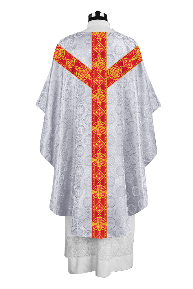 Liturgical Gothic Chasuble with Fine Lace Orphrey and Motif