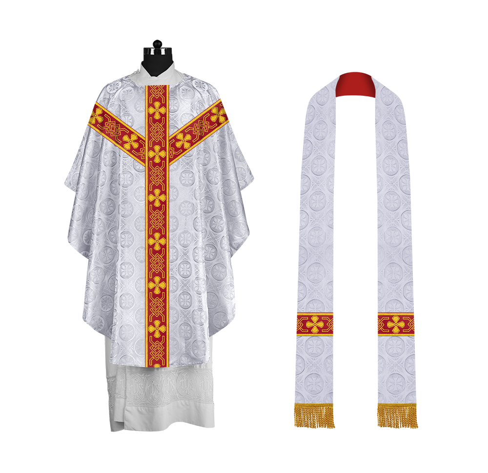 Ornate Gothic Chasuble with Orphrey and Intricate Embroidered Motif