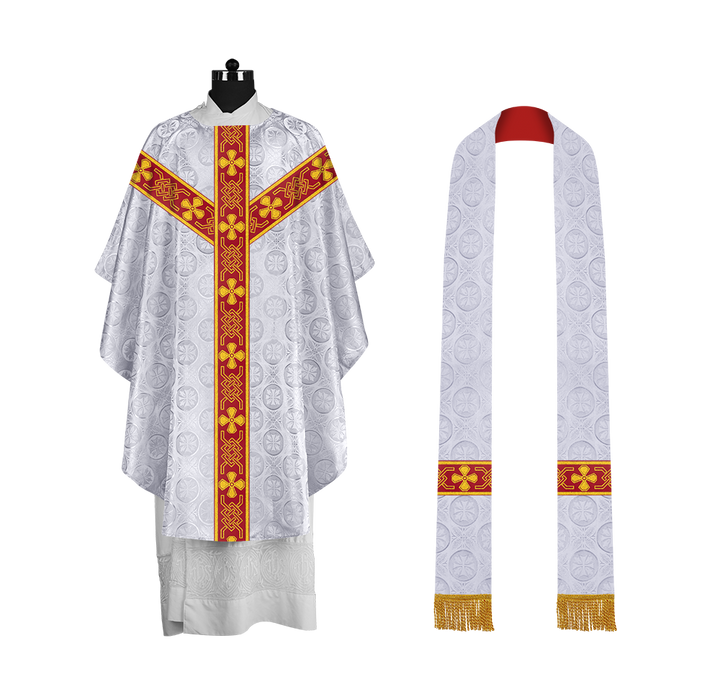 Ornate Gothic Chasuble with Orphrey and Intricate Embroidered Motif