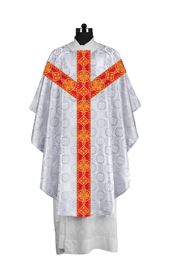 Liturgical Gothic Chasuble with Fine Lace Orphrey and Motif