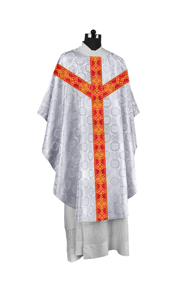 Liturgical Gothic Chasuble with Fine Lace Orphrey and Motif