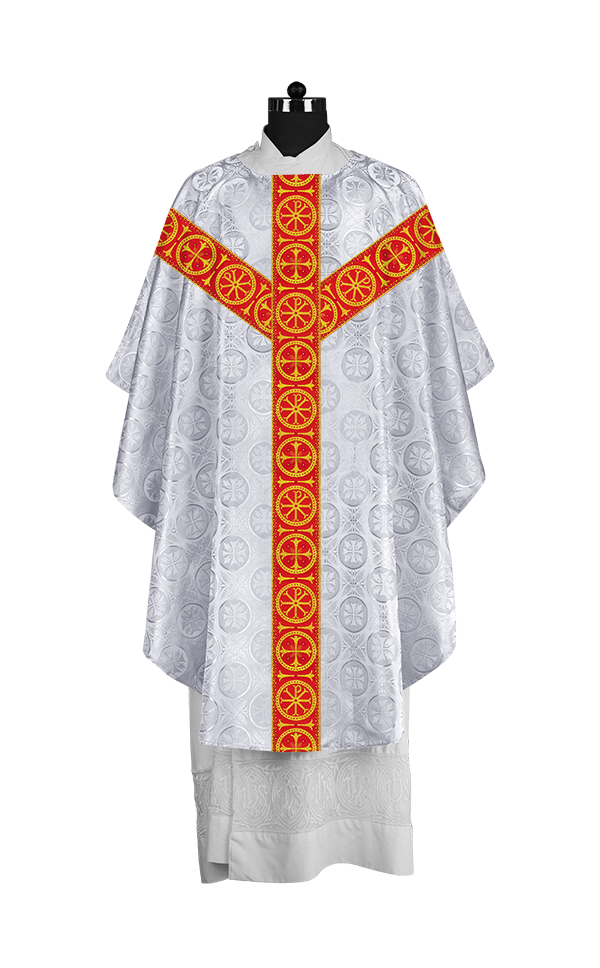 Gothic-Style Chasuble in Premium Fabric with Spiritual Motif