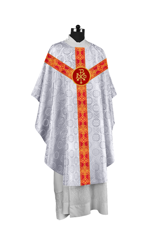 Liturgical Gothic Chasuble with Fine Lace Orphrey and Motif