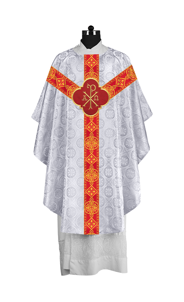 Gothic Liturgical Chasuble with Woven Braids and Spiritual Motif