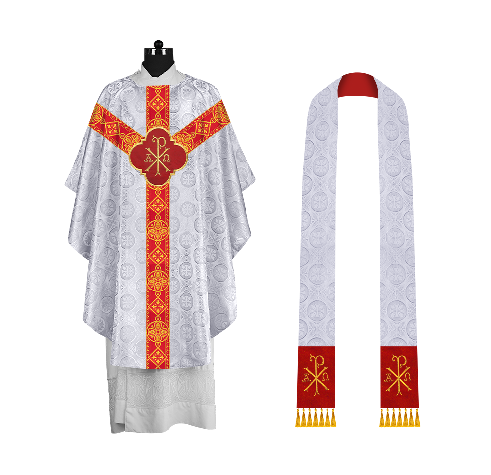 Gothic Liturgical Chasuble with Woven Braids and Spiritual Motif