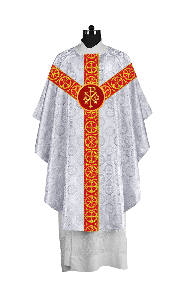 Gothic-Style Chasuble in Premium Fabric with Spiritual Motif