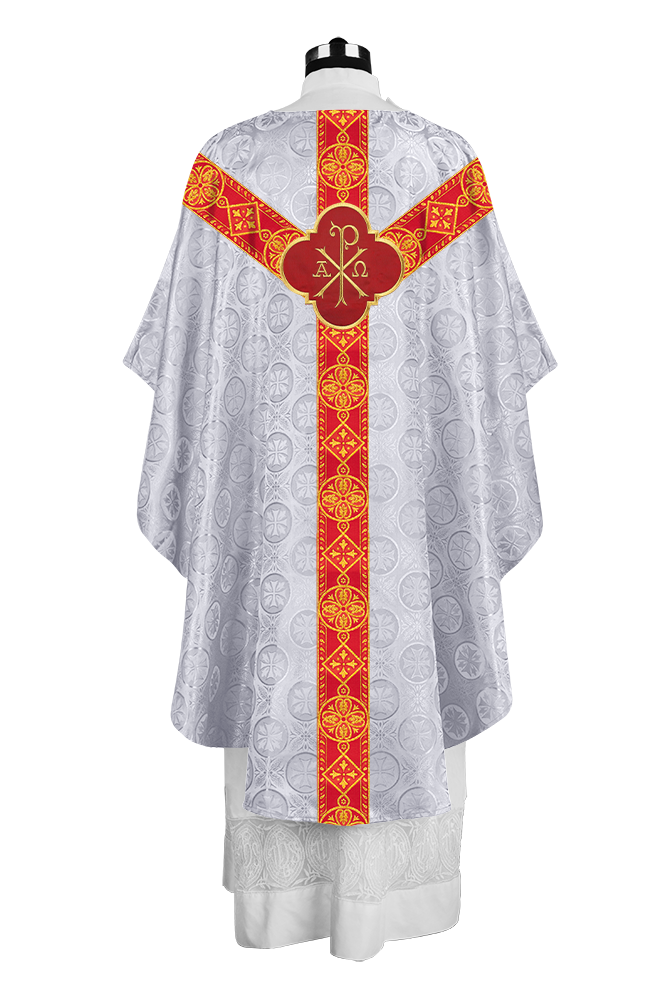 Gothic Liturgical Chasuble with Woven Braids and Spiritual Motif