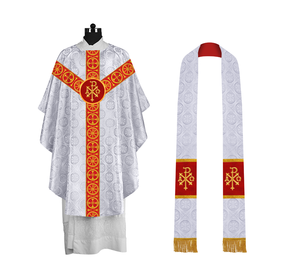Gothic-Style Chasuble in Premium Fabric with Spiritual Motif